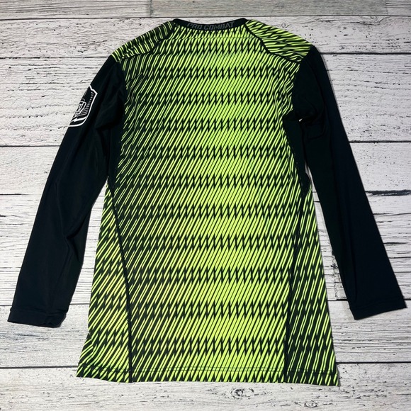 Nike Pro Combat Compression Long‎ Sleeve Shirt Football Skull L Green Black - Picture 7 of 7